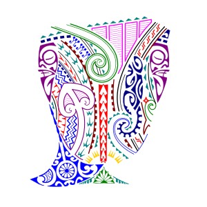 Mixed Polynesian full sleeve tattoo