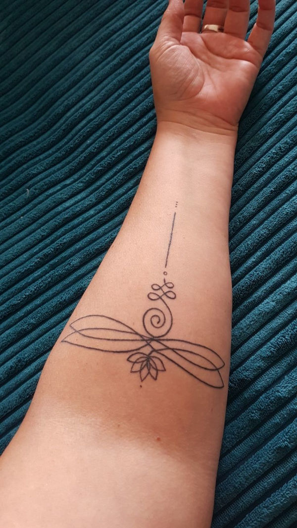 Puur - dragonfly lotus tattoo